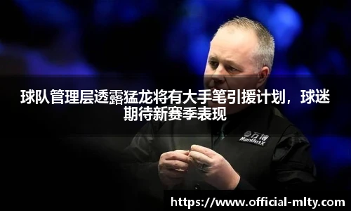 球队管理层透露猛龙将有大手笔引援计划，球迷期待新赛季表现